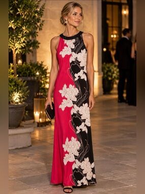 Collection B Debenhams Red & Black Floral Maxi Dress